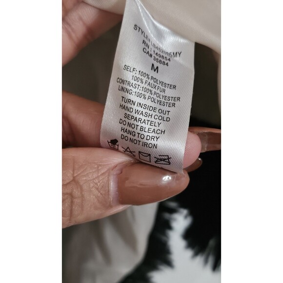 Anthropologie Sage Colorblocked Fringe Faux-Fur Multi-Color Coat Women's Size M. - Picture 6 of 11